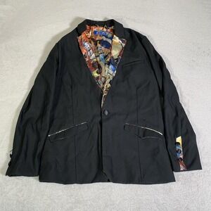 Volcom Oddjob Tuxedo Blazer Jacket Mens Medium Black Animal Graphic Lining